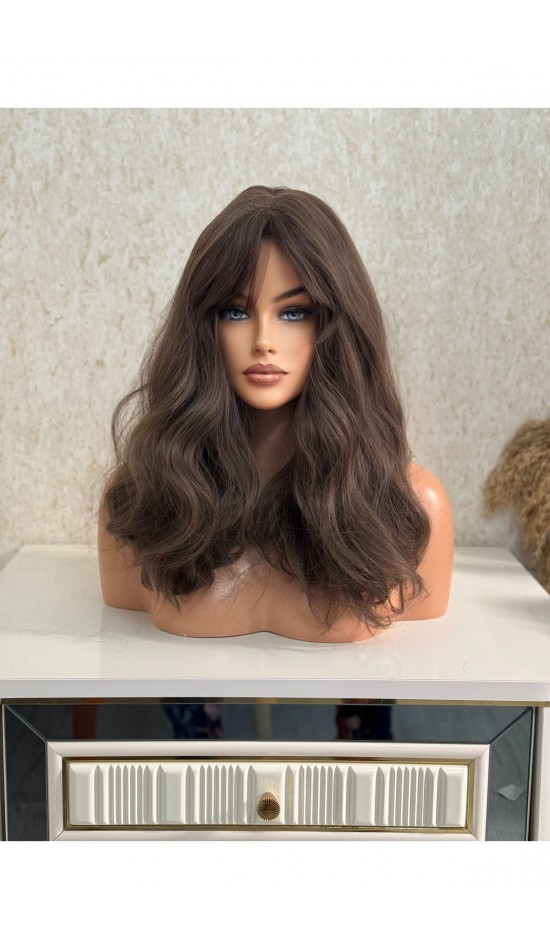 Yeni sezon özel vip seri fiber kumral dalgalı peruk Yeni sezon özel vip seri fiber kumral dalgalı peruk