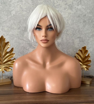 Yeni sezon soğuk sarı beyaz unısex kısa peruk Yeni sezon soğuk sarı beyaz unısex kısa peruk