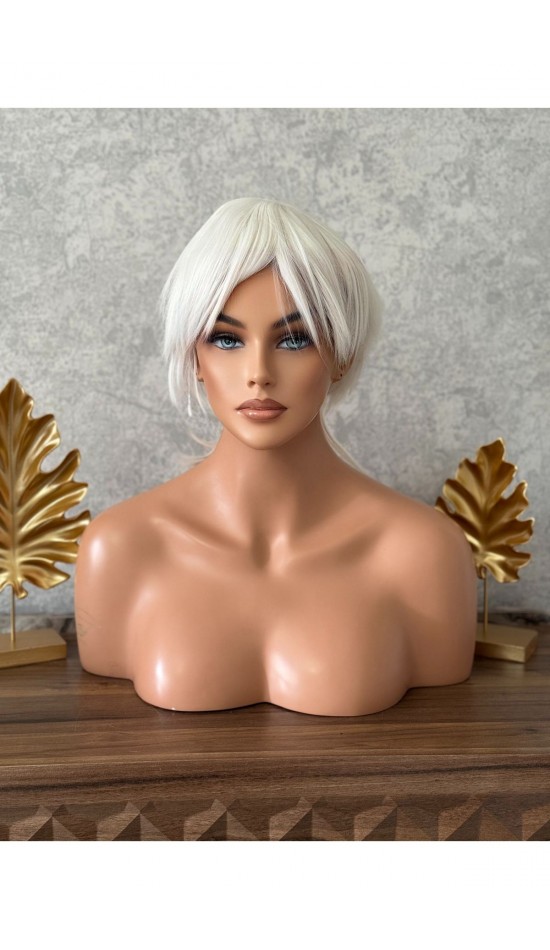 Yeni sezon soğuk sarı beyaz unısex kısa peruk Yeni sezon soğuk sarı beyaz unısex kısa peruk