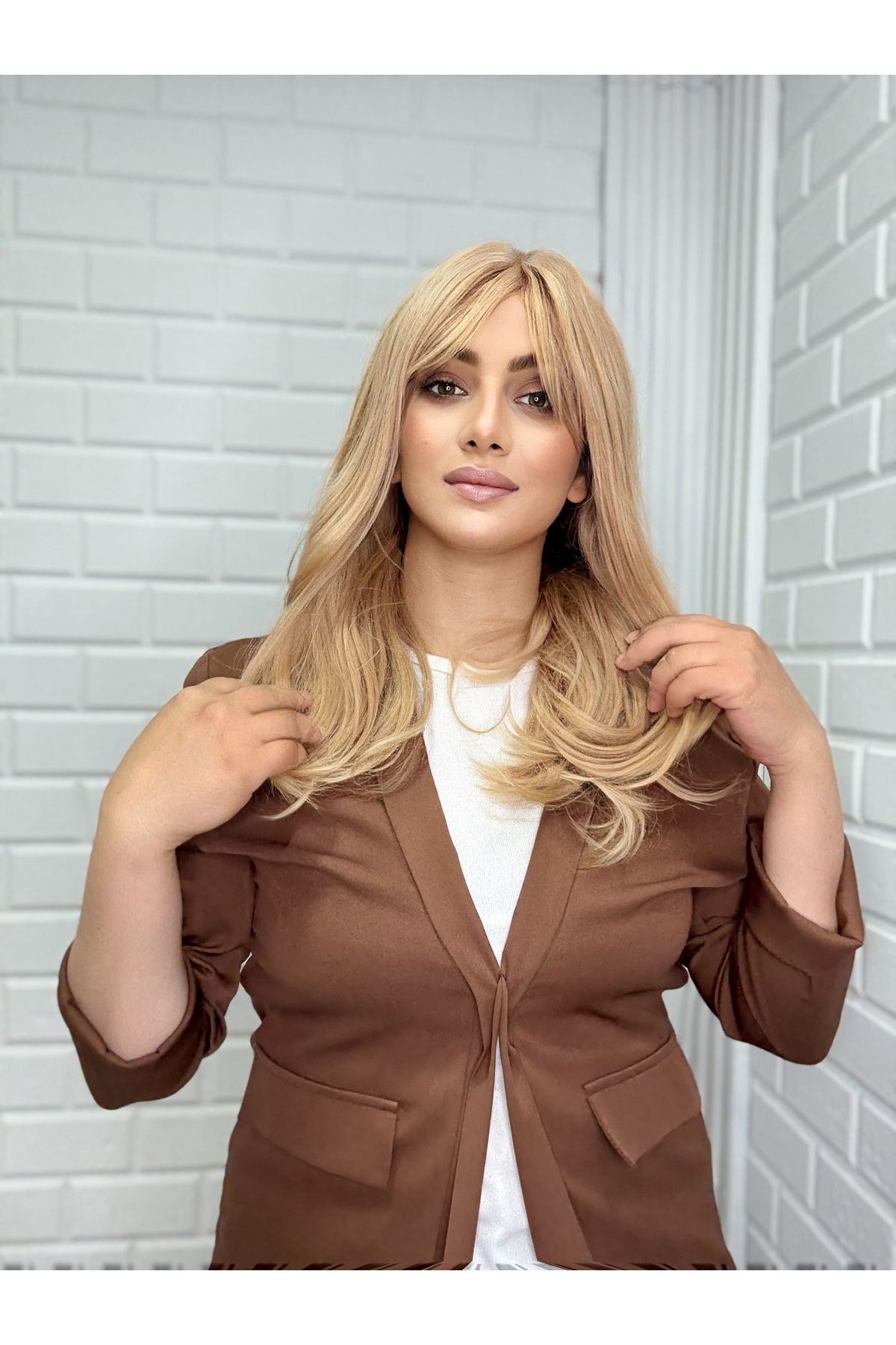 Karamel orta boy perçemli hafif dalgalı orta boy modelimiz - Görsel 3