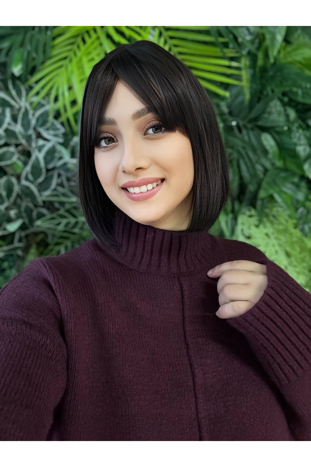 Kahve tonundaki kısa kesim perçemli düz liza modelimiz - Görsel 2